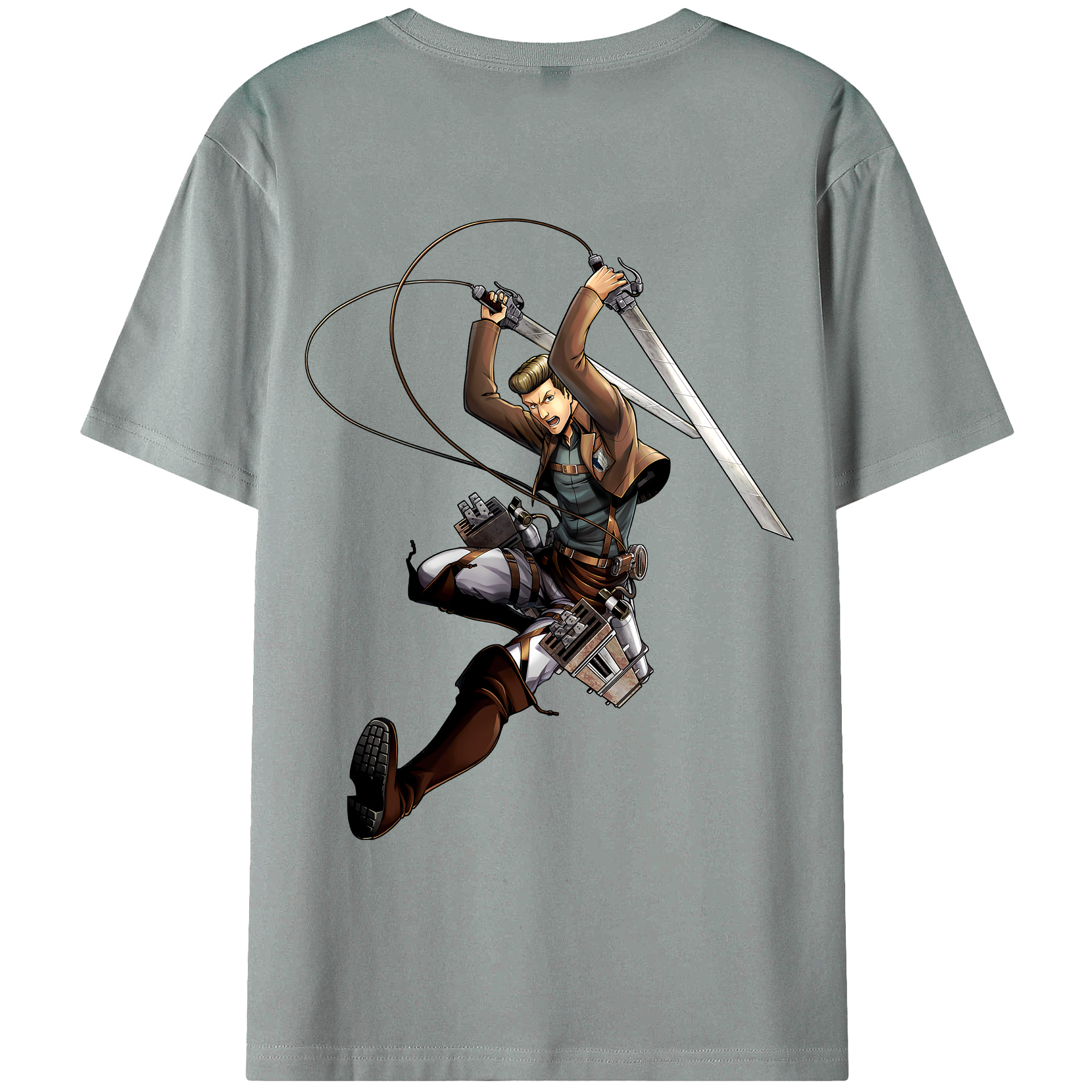 （画像用） 進撃の巨人 Attack on Titan 綿100％ メンズ半袖Tシャツ（バックプリント） 通気性